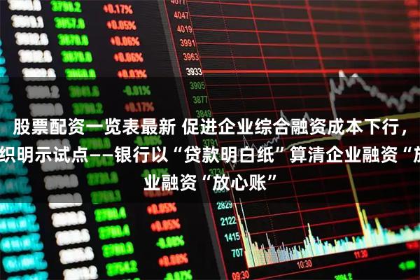 股票配资一览表最新 促进企业综合融资成本下行，央行组织明示试点——银行以“贷款明白纸”算清企业融资“放心账”